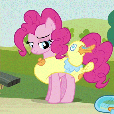 Size: 400x400 | Tagged: safe, screencap, character:pinkie pie, episode:too many pinkie pies, g4, my little pony: friendship is magic, animated, cropped, cute, inflatable, inner tube, pool toy, solo