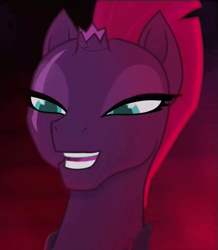 Size: 469x538 | Tagged: safe, screencap, character:tempest shadow, species:pony, my little pony: the movie (2017), cropped, pretty, pretty pretty tempest, silly, silly pony, smiling, solo, the making of my little pony movie, when she smiles