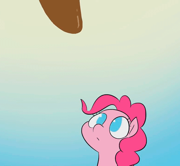 Size: 600x555 | Tagged: safe, artist:doublewbrothers, screencap, character:pinkie pie, species:earth pony, species:pony, animated, coffee, cute, diapinkes, dripping, eating, faec, female, food, frame by frame, gif, gradient background, mare, my tiny pony, nom, pinkie found the coffee, squigglevision, wat