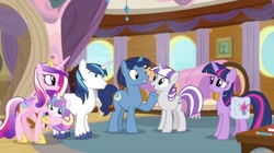 Size: 1268x708 | Tagged: safe, screencap, character:night light, character:princess cadance, character:princess flurry heart, character:shining armor, character:twilight sparkle, character:twilight sparkle (alicorn), character:twilight velvet, species:alicorn, species:pony, episode:once upon a zeppelin, g4, my little pony: friendship is magic