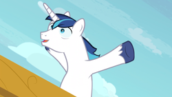 Size: 1920x1080 | Tagged: safe, screencap, character:shining armor, species:pony, species:unicorn, episode:once upon a zeppelin, g4, my little pony: friendship is magic, majestic as fuck, male, solo, stallion