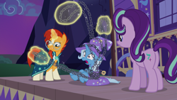 Size: 1920x1080 | Tagged: safe, screencap, character:starlight glimmer, character:sunburst, character:trixie, episode:uncommon bond, g4, my little pony: friendship is magic, chains, out of context