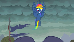 Size: 759x428 | Tagged: safe, screencap, character:evil pie hater dash, character:rainbow dash, species:pegasus, species:pony, episode:secrets and pies, g4, my little pony: friendship is magic, female, nightmare, solo, wings
