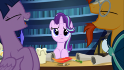 Size: 1366x768 | Tagged: safe, screencap, character:starlight glimmer, character:sunburst, character:twilight sparkle, character:twilight sparkle (alicorn), species:alicorn, species:pony, episode:uncommon bond, g4, my little pony: friendship is magic