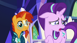 Size: 1920x1080 | Tagged: safe, screencap, character:starlight glimmer, character:sunburst, episode:uncommon bond, g4, my little pony: friendship is magic, crying, floppy ears