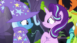 Size: 1280x720 | Tagged: safe, screencap, character:starlight glimmer, character:thorax, character:trixie, species:changeling, species:reformed changeling, episode:to change a changeling, g4, my little pony: friendship is magic