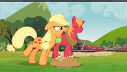 Size: 1920x1080 | Tagged: safe, screencap, character:applejack, character:big mcintosh, species:earth pony, species:pony, episode:too many pinkie pies, g4, my little pony: friendship is magic, god, male, stallion, youtube caption