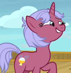 Size: 1050x1080 | Tagged: safe, screencap, character:raspberry sorbet, species:pony, species:unicorn, episode:once upon a zeppelin, g4, my little pony: friendship is magic, cropped, faec, lip bite, solo, trollface