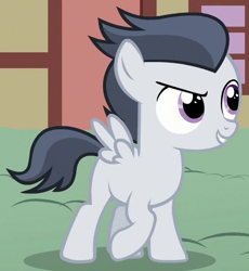 Size: 510x555 | Tagged: safe, screencap, character:rumble, species:pegasus, species:pony, episode:marks and recreation, g4, my little pony: friendship is magic, colt, gangsta, happy, male, solo, wings