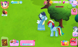 Size: 800x480 | Tagged: safe, gameloft, screencap, character:bon bon, character:rainbow dash, character:shady daze, character:soarin', character:sweetie drops, species:pony, mobile game