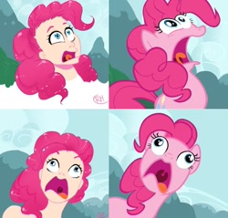 Size: 1047x1000 | Tagged: safe, artist:redmisa, screencap, character:pinkie pie, episode:too many pinkie pies, g4, my little pony: friendship is magic, clone, faec, humanized, open mouth, pinkie clone, pinkie frogmouth, scene interpretation, screencap reference, solo