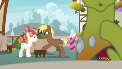 Size: 1754x987 | Tagged: safe, screencap, character:coco crusoe, character:rainbow stars, character:thorax, species:changeling, species:pony, species:reformed changeling, episode:triple threat, g4, my little pony: friendship is magic, fighting over a seat