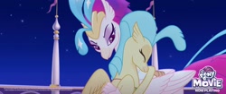 Size: 2048x858 | Tagged: safe, screencap, character:princess skystar, character:queen novo, species:classical hippogriff, species:hippogriff, my little pony: the movie (2017), duo, female, hug, mother and daughter, smiling, you are so grounded