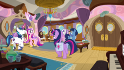 Size: 1920x1080 | Tagged: safe, screencap, character:night light, character:princess cadance, character:princess flurry heart, character:shining armor, character:twilight sparkle, character:twilight sparkle (alicorn), character:twilight velvet, species:alicorn, species:pony, episode:once upon a zeppelin, g4, my little pony: friendship is magic, piano
