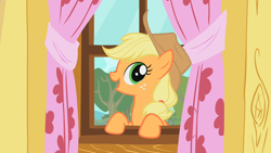 Size: 1280x720 | Tagged: safe, screencap, character:applejack, species:earth pony, species:pony, episode:the show stoppers, g4, my little pony: friendship is magic, clubhouse, crusaders clubhouse, solo
