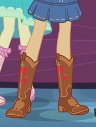 Size: 295x391 | Tagged: safe, screencap, character:applejack, episode:a fine line, g4, my little pony:equestria girls, boots, cropped, legs, pictures of legs, shoes