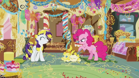 Size: 480x270 | Tagged: safe, screencap, character:pinkie pie, character:pound cake, character:pumpkin cake, character:rarity, episode:it isn't the mane thing about you, g4, my little pony: friendship is magic, animated, crowbar, gif