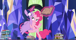 Size: 1316x696 | Tagged: safe, screencap, character:pinkie pie, character:twilight sparkle, character:twilight sparkle (alicorn), species:alicorn, species:pony, episode:shadow play, g4, my little pony: friendship is magic, out of context