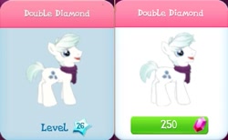 Size: 523x322 | Tagged: safe, gameloft, screencap, character:double diamond, comparison, crack is cheaper, cropped, locked, solo, unlocked