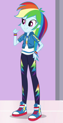 Size: 500x968 | Tagged: safe, screencap, character:rainbow dash, episode:a fine line, g4, my little pony:equestria girls, clothing, converse, cropped, female, geode of super speed, legs, magical geodes, outfit catalog, pants, shoes, solo, wristband