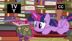 Size: 1920x1080 | Tagged: safe, screencap, character:twilight sparkle, character:twilight sparkle (alicorn), species:alicorn, species:pony, episode:pinkie apple pie, g4, my little pony: friendship is magic, book, bookhorse, bookworm, cute, egghead, lying down, nerd, prone, reading, tv-y, twiabetes