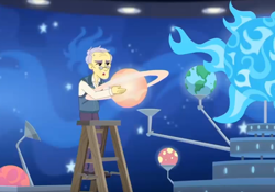 Size: 818x574 | Tagged: safe, screencap, episode:star crossed, g4, my little pony:equestria girls, astronomy, background human, blue giant, cosmology, earth, north america, planet, planetarium, solar system, south america, sun, this will end in tears