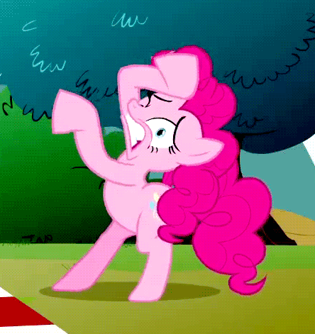 Size: 444x471 | Tagged: safe, screencap, character:pinkie pie, species:earth pony, species:pony, episode:too many pinkie pies, g4, my little pony: friendship is magic, animated, bipedal, clone, cropped, female, gritted teeth, mare, pinkie clone, solo