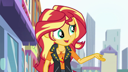 Size: 1280x720 | Tagged: safe, screencap, character:sunset shimmer, episode:display of affection, g4, my little pony:equestria girls, canterlot city, geode of empathy, magical geodes, solo