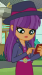Size: 338x596 | Tagged: safe, screencap, character:ginger owlseye, episode:super squad goals, g4, my little pony:equestria girls, clothing, cropped, cute, fedora, hat, solo