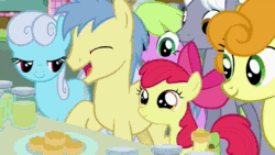 Size: 1280x720 | Tagged: safe, screencap, character:apple bloom, character:applejack, character:dragon lord torch, character:flash magnus, character:fluttershy, character:mistmane, character:pinkie pie, character:rainbow dash, character:rarity, character:rockhoof, character:sable spirit, character:scootaloo, character:somnambula, character:sphinx, character:sweetie belle, character:twilight sparkle, character:twilight sparkle (alicorn), species:alicorn, species:dragon, species:pegasus, species:pony, species:sphinx, g4, animated, cutie mark crusaders, food, hasbro, mane six, pizza, promo, season 7, sound, webm, youtube link