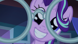 Size: 1920x1080 | Tagged: safe, screencap, character:starlight glimmer, species:pony, species:unicorn, episode:uncommon bond, g4, my little pony: friendship is magic, cute, female, first person view, glasses, glimmerbetes, looking at you, mare, offscreen character, pov, smiling, solo