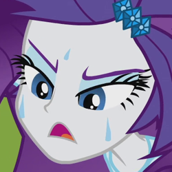 Size: 380x380 | Tagged: safe, screencap, character:rarity, episode:player piano, equestria girls:rainbow rocks, g4, my little pony:equestria girls, cropped, open mouth, solo, sweat