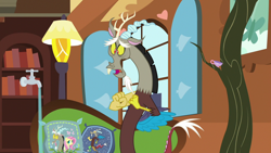 Size: 1280x720 | Tagged: safe, screencap, character:discord, episode:discordant harmony, g4, my little pony: friendship is magic, faucet, fluttershy's cottage (interior), solo