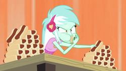 Size: 1280x720 | Tagged: safe, screencap, character:lyra heartstrings, episode:all's fair in love & friendship games, equestria girls:friendship games, g4, my little pony:equestria girls, food, hot dog, lyra scarfing down weiners, meat, sausage, solo, this will end in weight gain