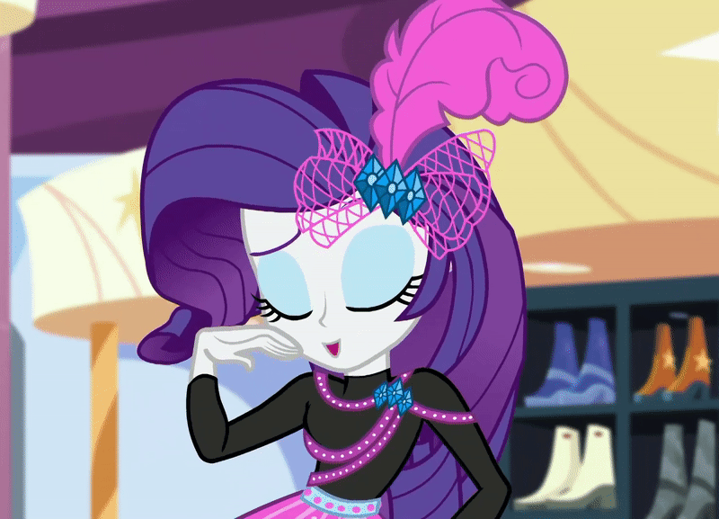 Size: 800x577 | Tagged: safe, screencap, character:rarity, episode:display of affection, g4, my little pony:equestria girls, animated, eyes closed, gif, loop, rarara