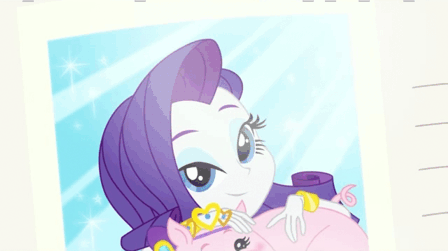 Size: 448x251 | Tagged: safe, screencap, character:rarity, episode:queen of clubs, g4, my little pony:equestria girls, animated, clothing, jewelry, makeup, photo, pig