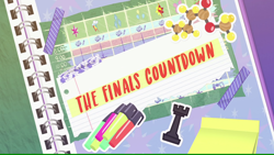 Size: 1920x1080 | Tagged: safe, screencap, episode:the finals countdown, g4, my little pony:equestria girls, chess piece, marker, no pony, scrapbook, sticker, tape, title card
