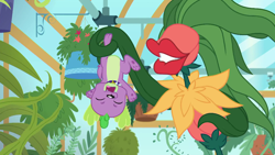 Size: 1920x1080 | Tagged: safe, screencap, character:spike, character:spike (dog), species:dog, episode:my little shop of horrors, g4, my little pony:equestria girls, audrey 2, greenhouse, plant, potted plant, vine