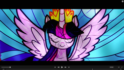 Size: 1600x900 | Tagged: safe, screencap, character:twilight sparkle, character:twilight sparkle (alicorn), species:alicorn, species:pony, my little pony: the movie (2017), cracking, deleted scene, stained glass