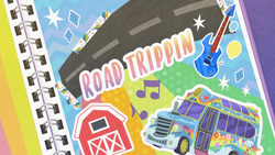 Size: 1920x1080 | Tagged: safe, screencap, episode:road trippin', g4, my little pony:equestria girls, barn, bus, guitar, road, the rainbooms tour bus, title card, tour bus
