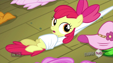 Size: 384x216 | Tagged: safe, screencap, character:apple bloom, species:earth pony, species:pony, episode:one bad apple, g4, my little pony: friendship is magic, animated, barrel roll, clothing, female, filly, gif, hat, solo