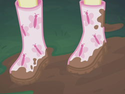 Size: 2048x1536 | Tagged: safe, screencap, character:fluttershy, episode:stressed in show, g4, my little pony:equestria girls, boots, butterfly, legs, mud, muddy, pictures of legs, shoes, stressed in show: fluttershy