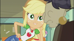 Size: 1920x1080 | Tagged: safe, screencap, character:applejack, character:cranky doodle donkey, character:sweetie belle, episode:happily ever after party, g4, my little pony:equestria girls, happily ever after party: applejack, out of context, seductive, seductive pose, sexy