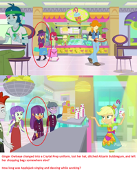 Size: 1280x1608 | Tagged: safe, screencap, character:applejack, character:captain planet, character:ginger owlseye, character:starlight, episode:shake things up!, eqg summertime shorts, g4, my little pony:equestria girls, alizarin bubblegum, background human, crimson napalm, henry handle, manestrum, starlight, valhallen