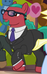 Size: 410x635 | Tagged: safe, screencap, character:penn jillette, character:teller, species:pony, episode:viva las pegasus, g4, my little pony: friendship is magic, beard, bow tie, clothing, cropped, facial hair, glasses, penn and teller, ponified, tuxedo