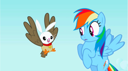 Size: 1283x720 | Tagged: safe, screencap, character:angel bunny, character:owlowiscious, character:rainbow dash, species:chimera, species:pegasus, species:pony, episode:may the best pet win, g4, my little pony: friendship is magic, allpet, collar, dog collar, dream, flying