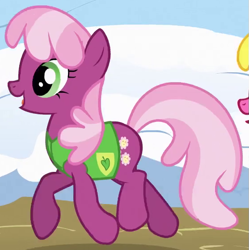 Size: 557x560 | Tagged: safe, screencap, character:cheerilee, species:earth pony, species:pony, episode:winter wrap up, g4, my little pony: friendship is magic, clothing, cropped, female, mare, outfit catalog, plant team, solo focus, trotting, vest, winter wrap up vest