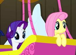 Size: 851x610 | Tagged: safe, screencap, character:fluttershy, character:rarity, episode:not asking for trouble, g4, my little pony: friendship is magic, cropped, cute, smiley face