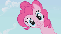 Size: 1280x720 | Tagged: safe, screencap, character:pinkie pie, species:earth pony, species:pony, episode:the ticket master, g4, my little pony: friendship is magic, cloud, female, looking at you, mare, sky, solo