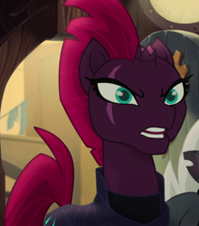 Size: 708x803 | Tagged: safe, screencap, character:tempest shadow, species:pony, species:unicorn, my little pony: the movie (2017), angry, armor, broken horn, cropped, eye scar, female, mare, open mouth, scar